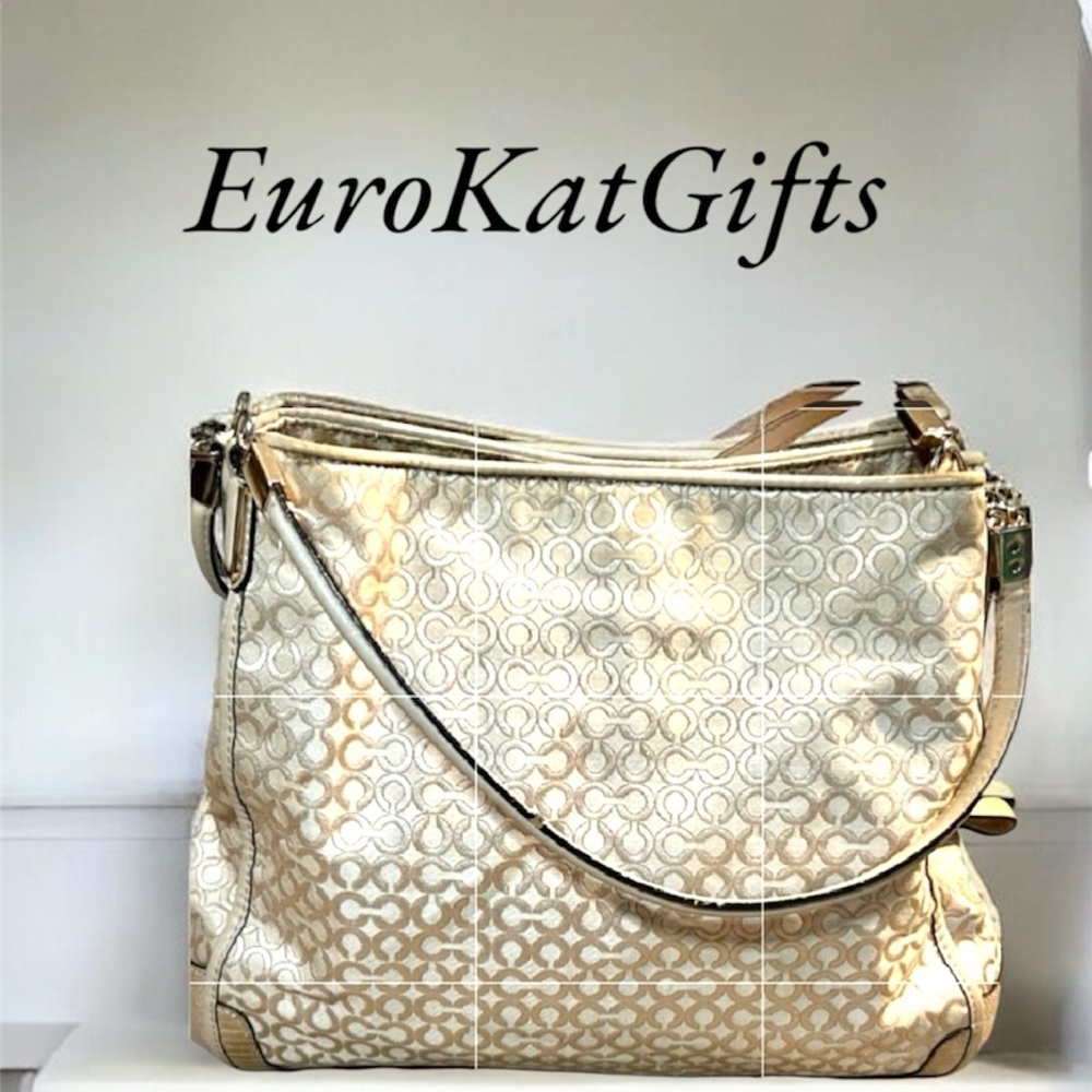 Vintage COACH Handbag Classic Large Cream Light Tan L14 3/4" x H12"xW 5 /4' Lux